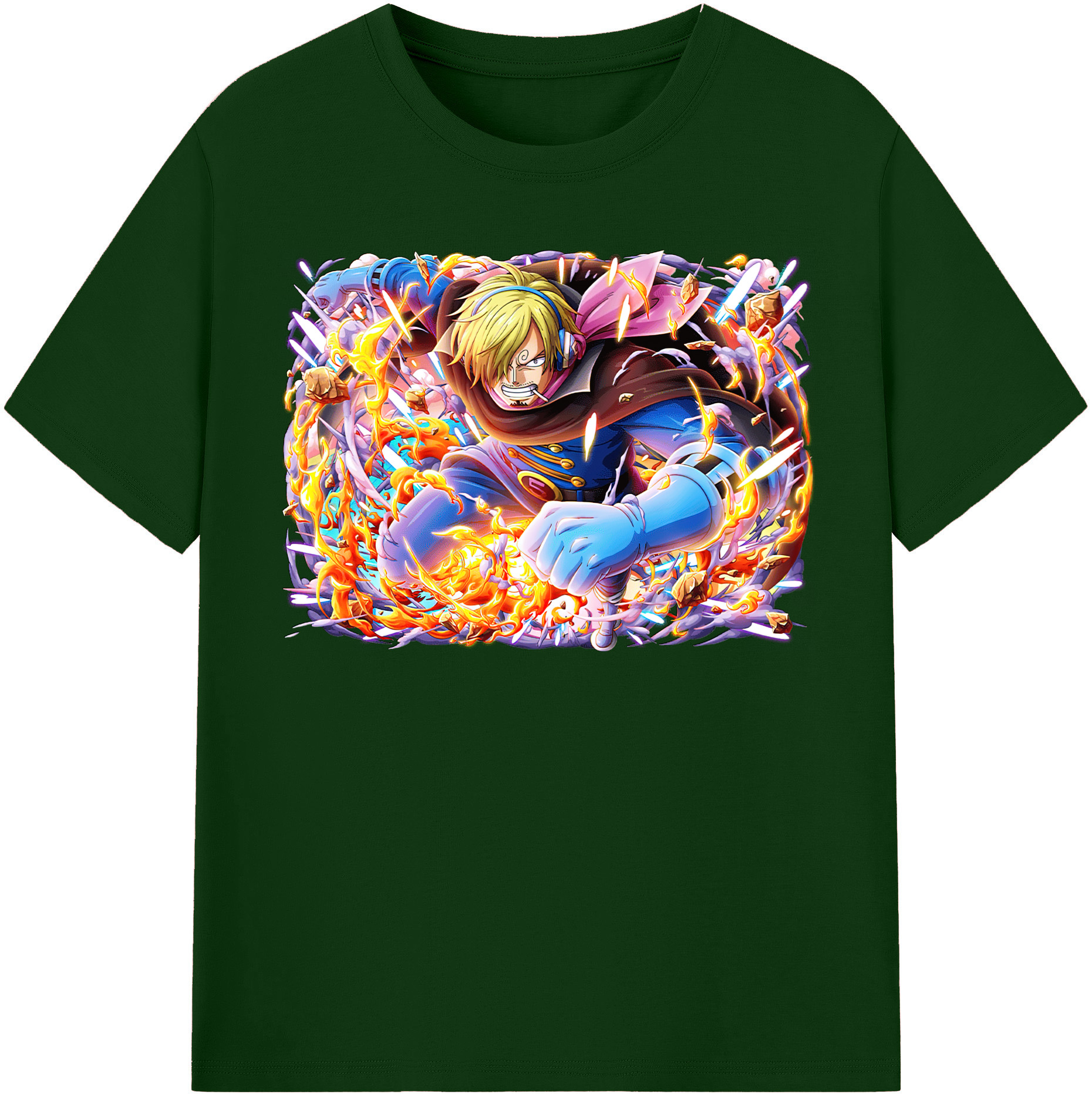 （画像用） ワンピース サンジ ONE PIECE Sanji 綿100％半袖Tシャツ（フロントプリント）